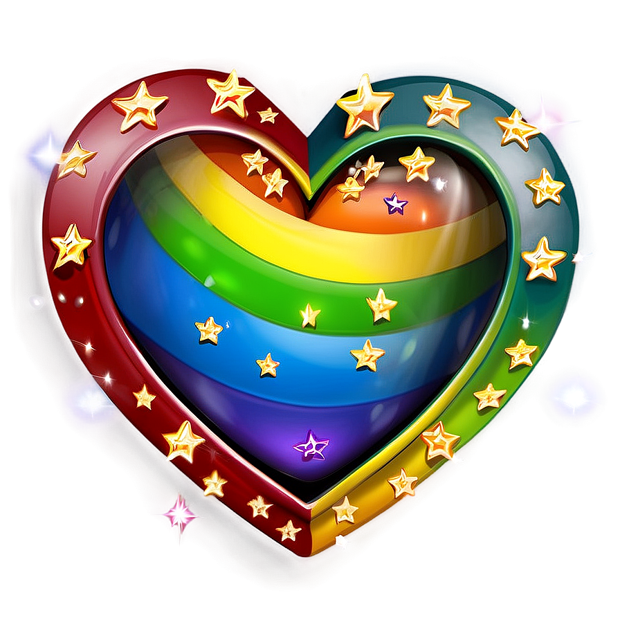 Rainbow Heart With Stars Png Pwm PNG