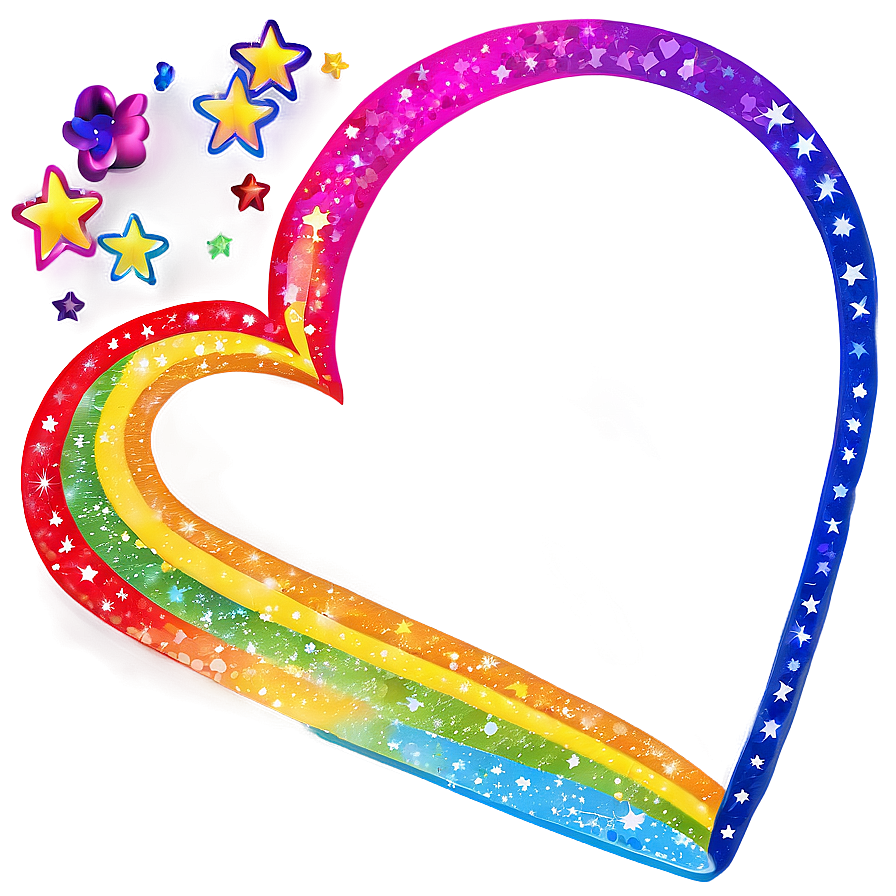 Rainbow Heart With Stars Png Yxf PNG