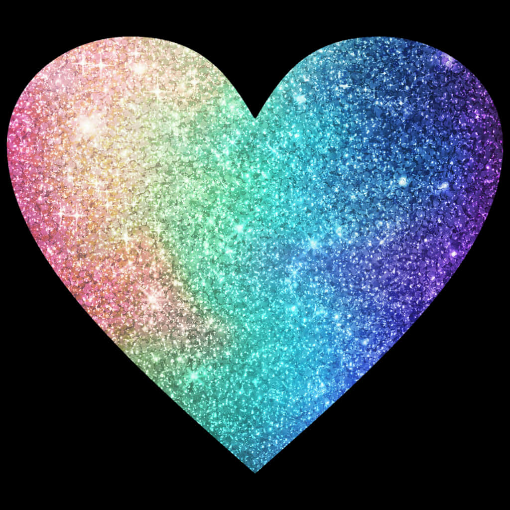 Sparkly Rainbow Heart Sticker Wallpaper