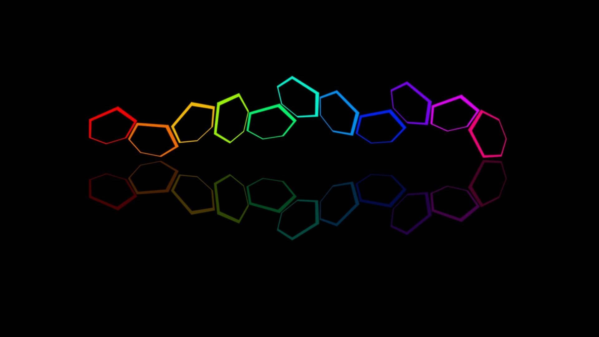 Rainbow Hexagons Black Art