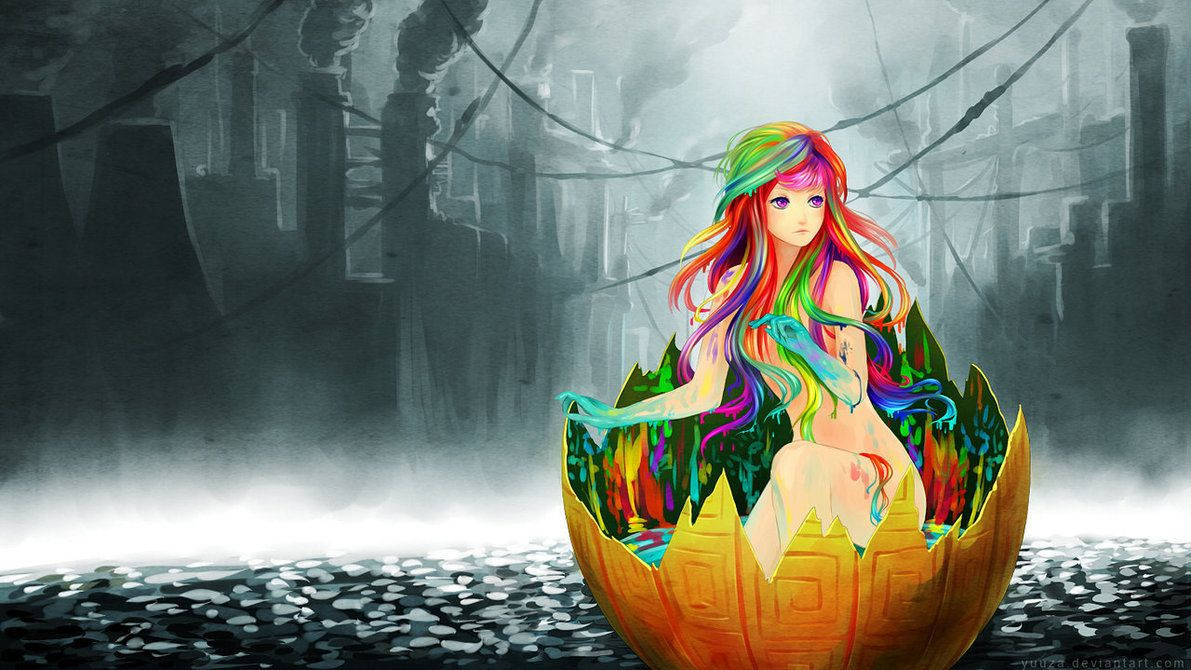 Rainbow Lady In Darkness Deviantart Background