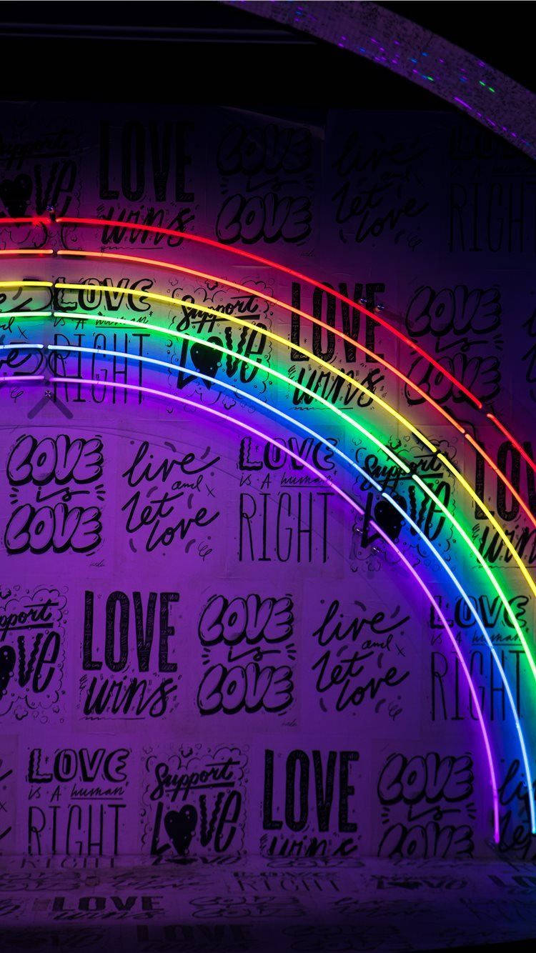 Rainbow Led Neon Purple Iphone Wallpaper