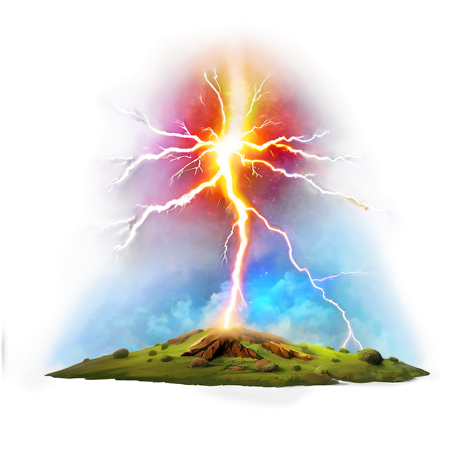 Rainbow Lightning Strike Png Tce54 PNG