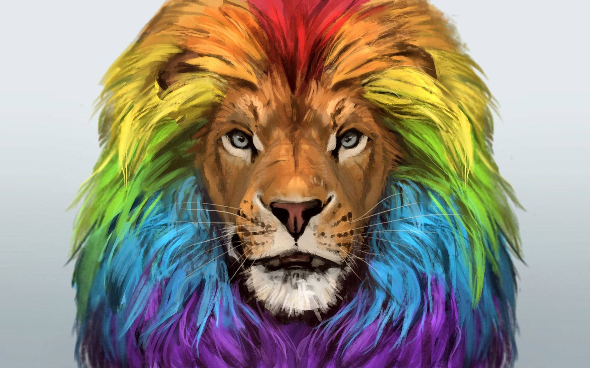 Rainbow Mane Lion Wallpaper