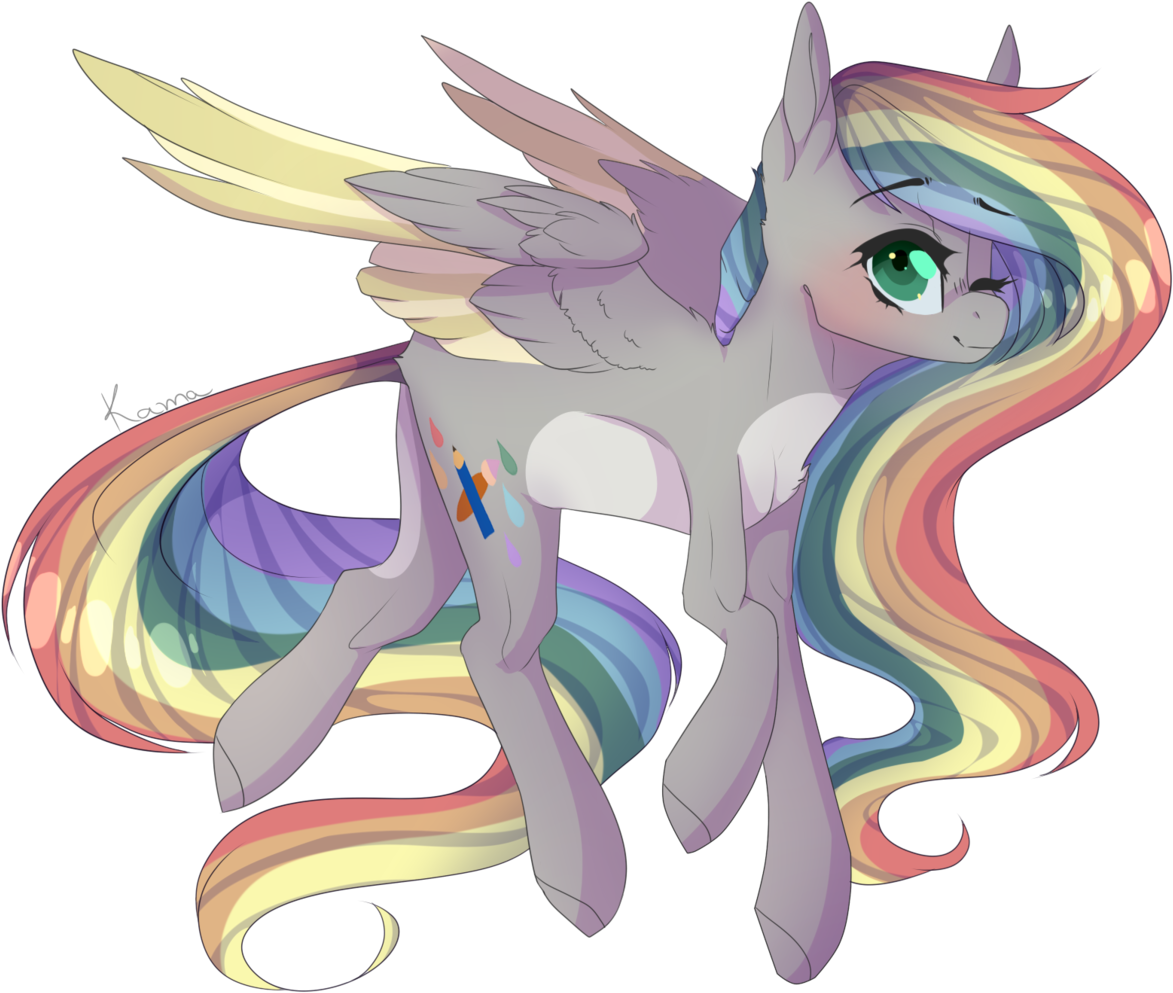 Rainbow Maned Pegasus Cartoon PNG