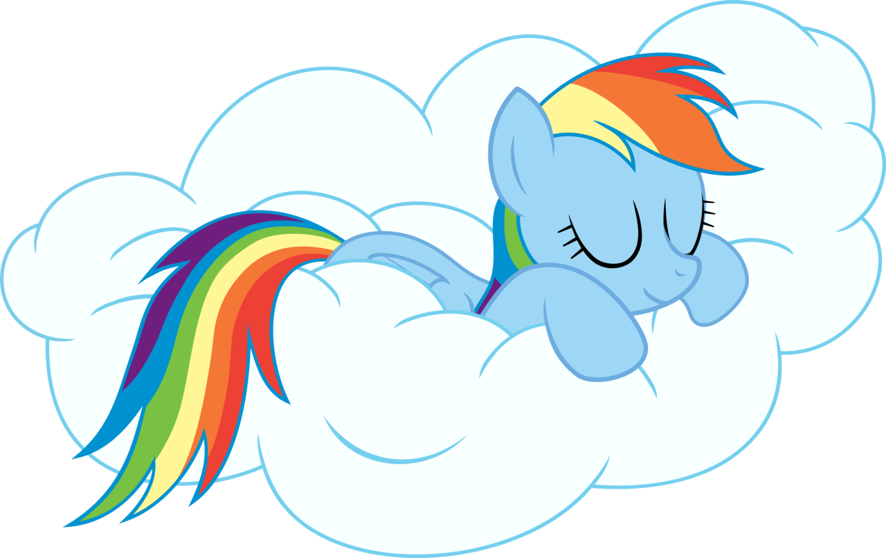 Rainbow Maned Pony On Cloud PNG