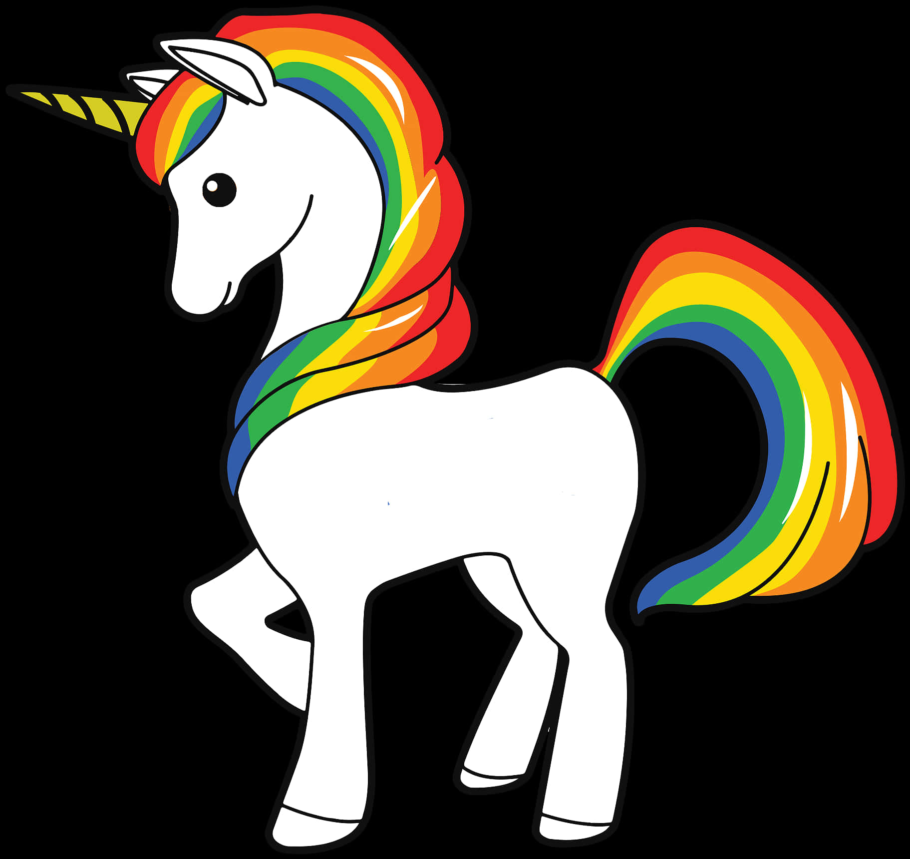 Rainbow Maned Unicorn Graphic PNG