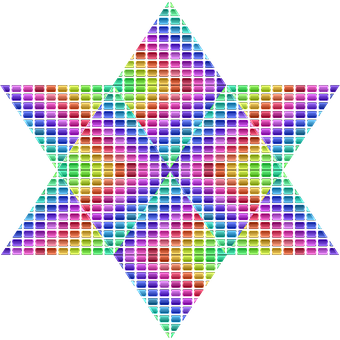 Rainbow Mosaic Star Pattern PNG