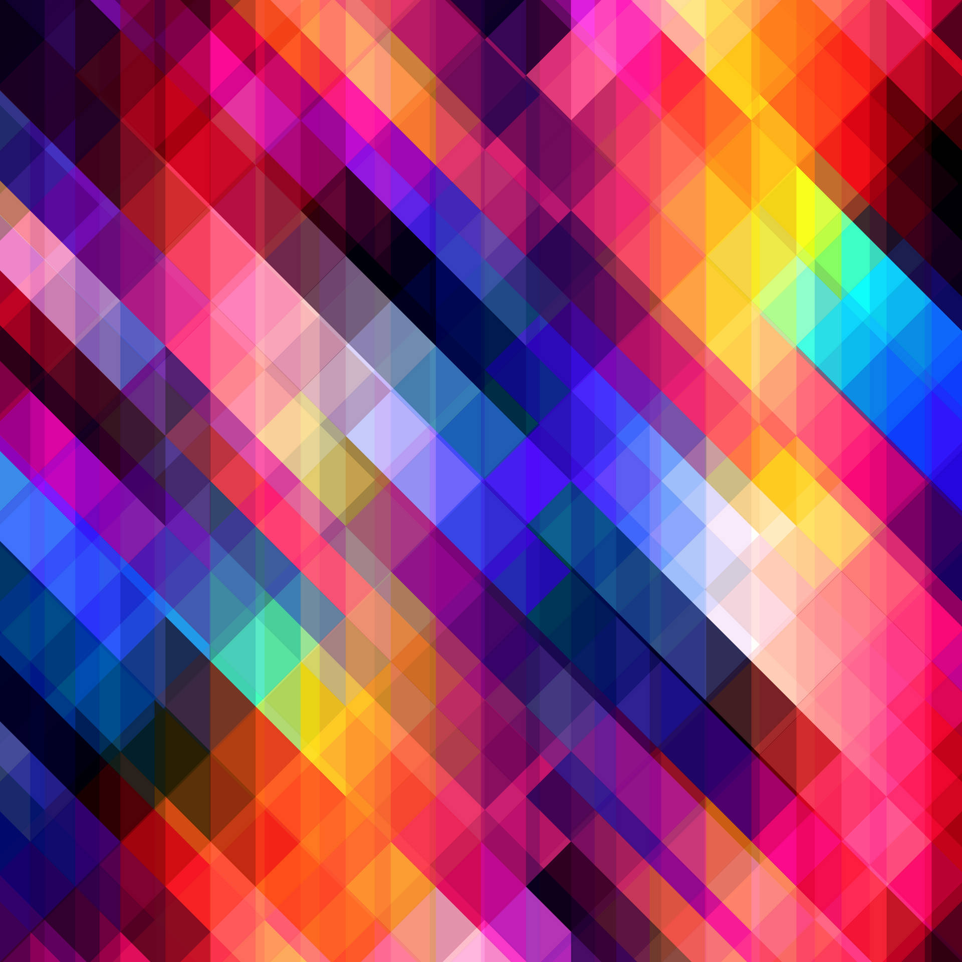 Vibrant Rainbow Mosaic Striped Cube Art Wallpaper