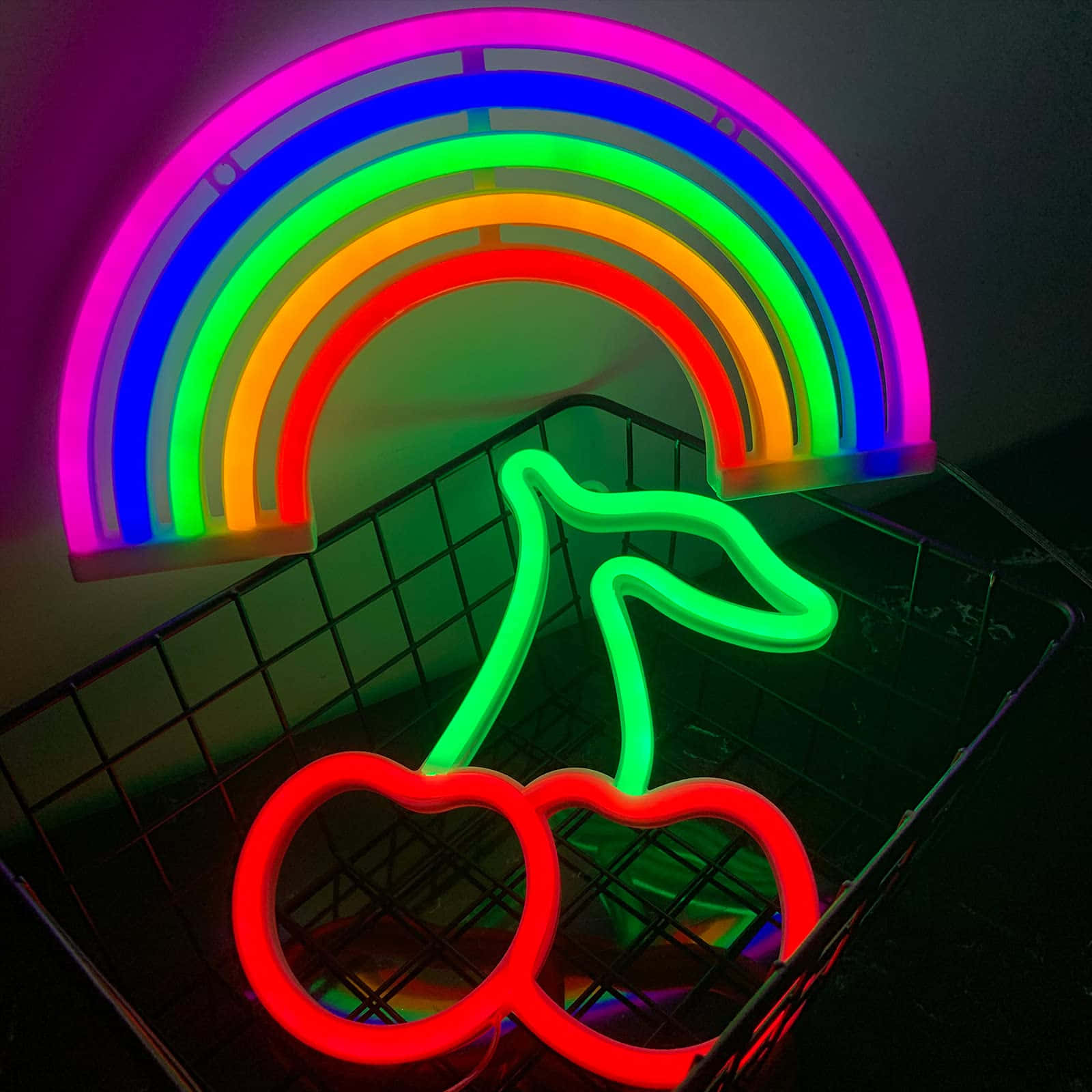 Rainbow Neon Aesthetic Wallpaper