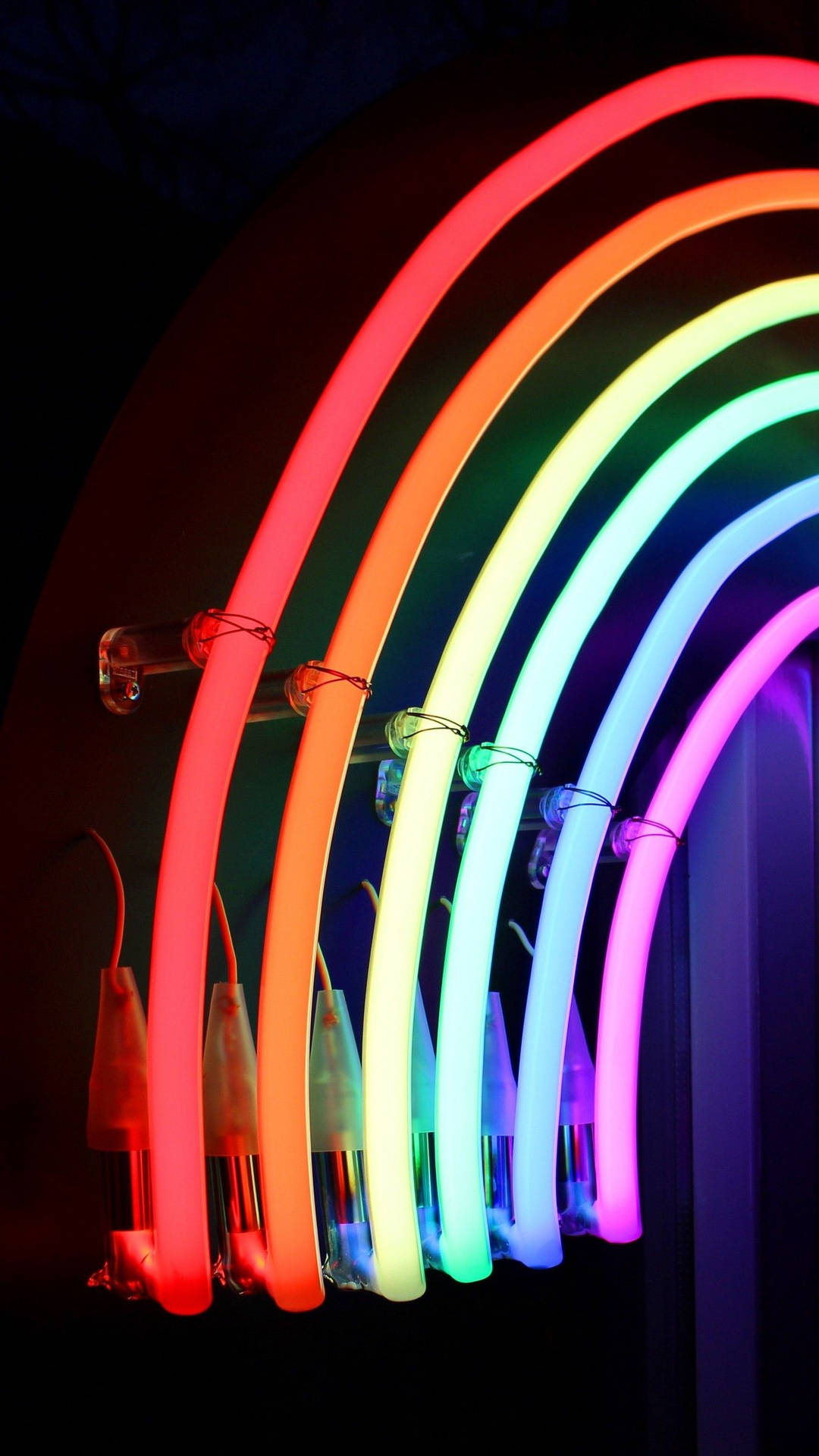 Rainbow Neon Lights Aesthetic Iphone 11 Wallpaper
