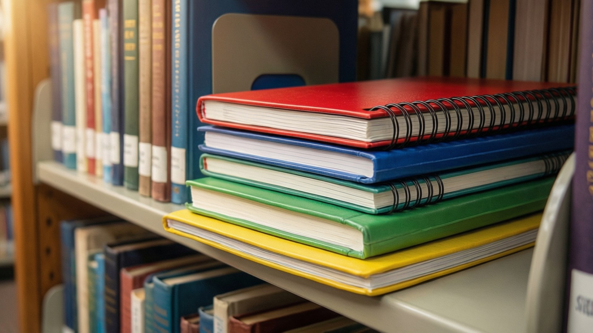 Rainbow Notebook Stack Wallpaper