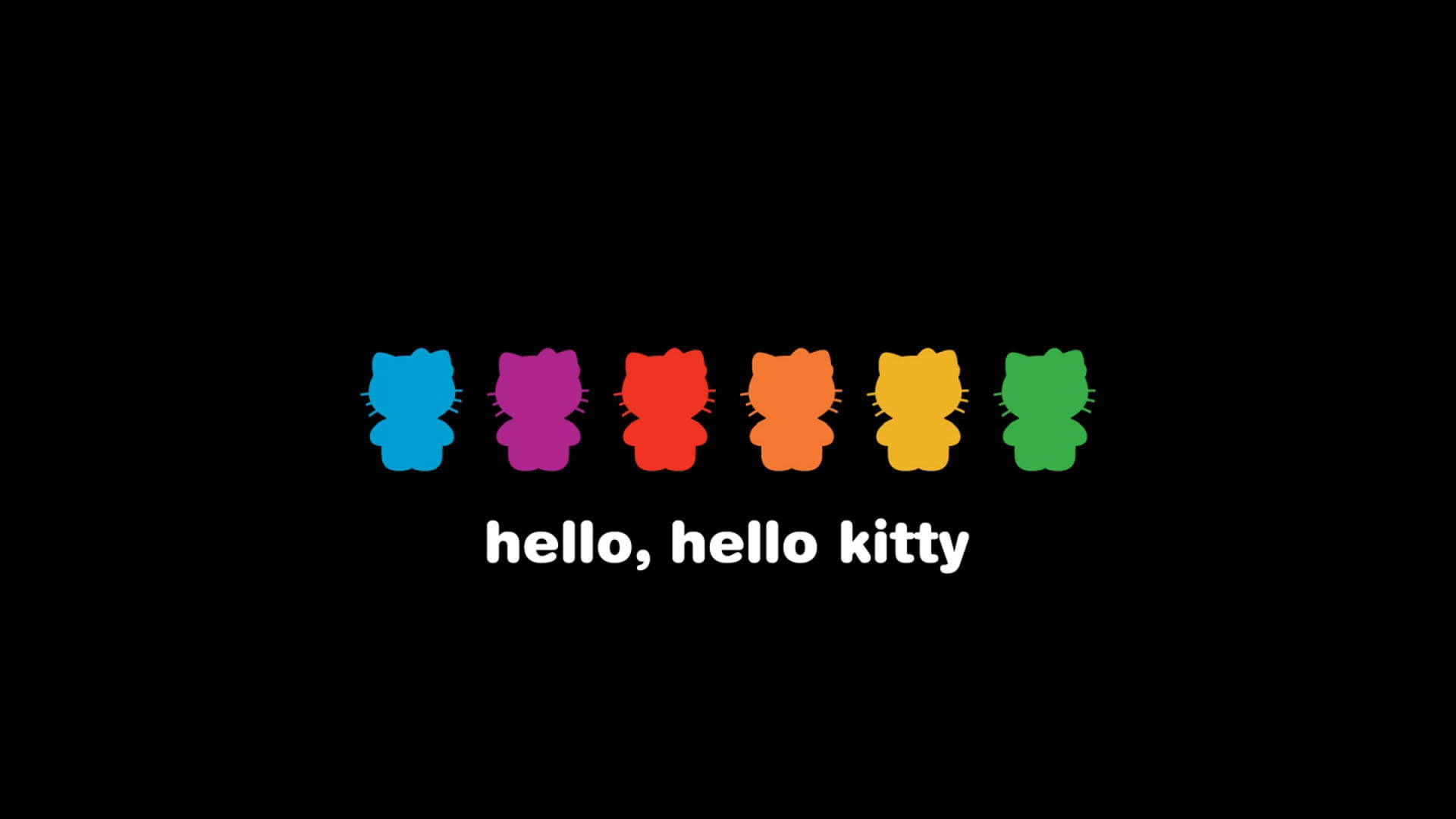 Rainbow On Black Hello Kitty Wallpaper