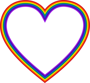 Rainbow Outlined Heart Transparent Background.png PNG