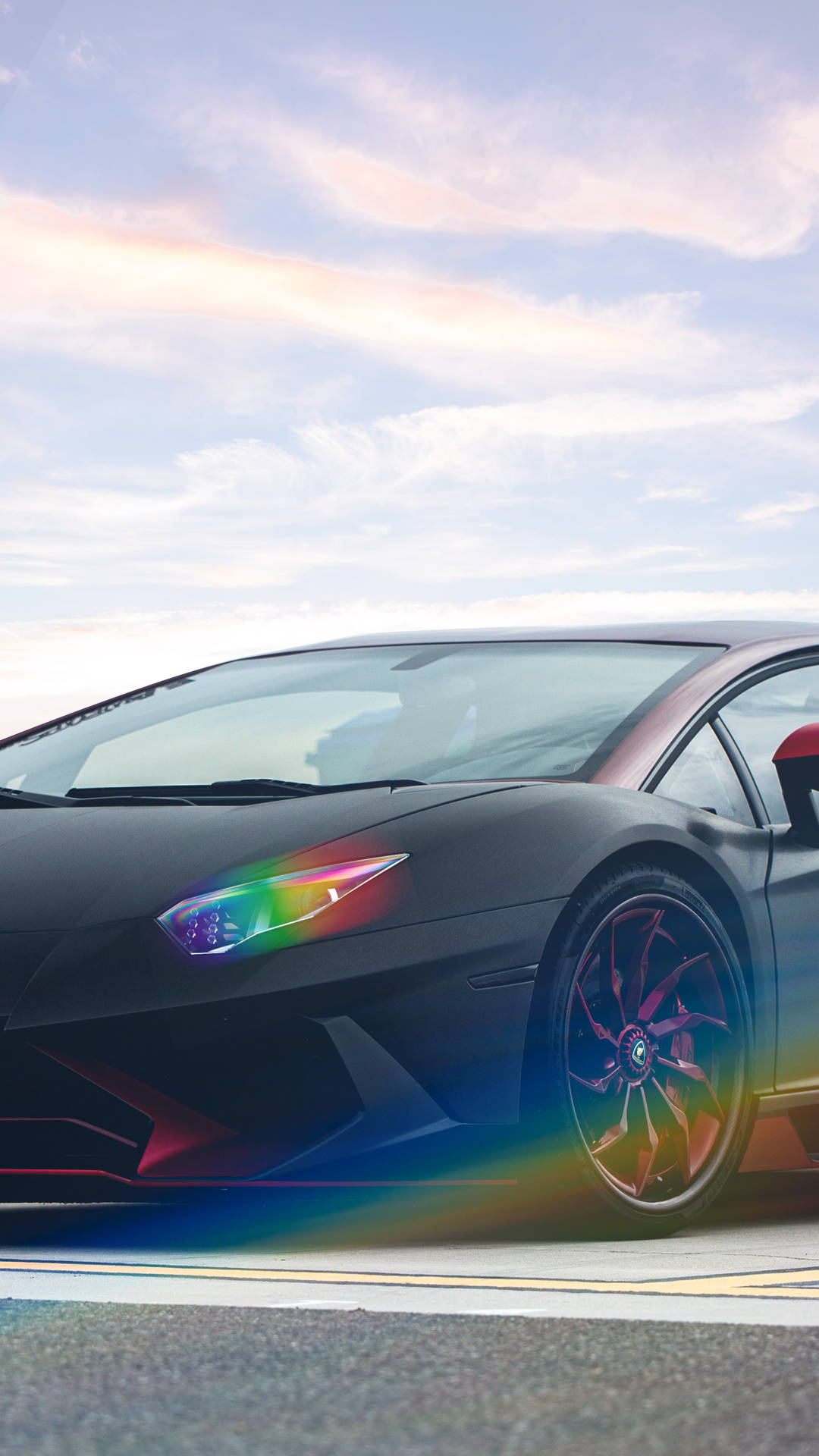 Rainbow Over Black 4K Car iPhone Wallpaper