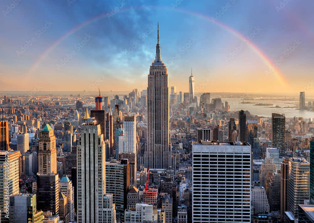 Rainbow_ Over_ New_ York_ City_ Skyline Wallpaper