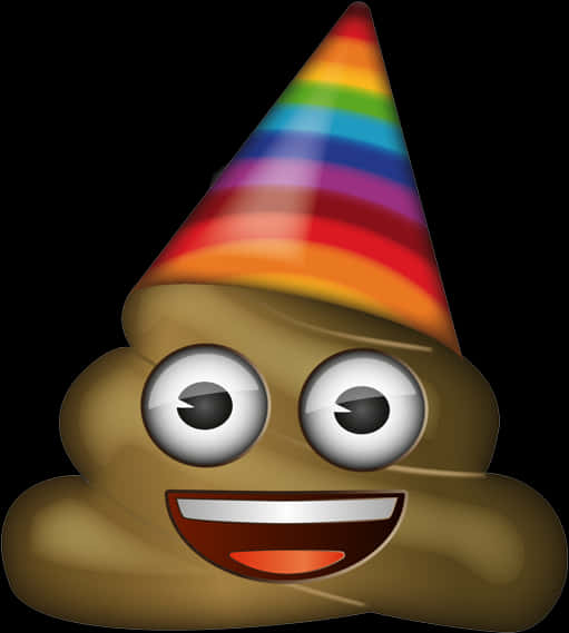 Rainbow Party Hat Poop Emoji PNG