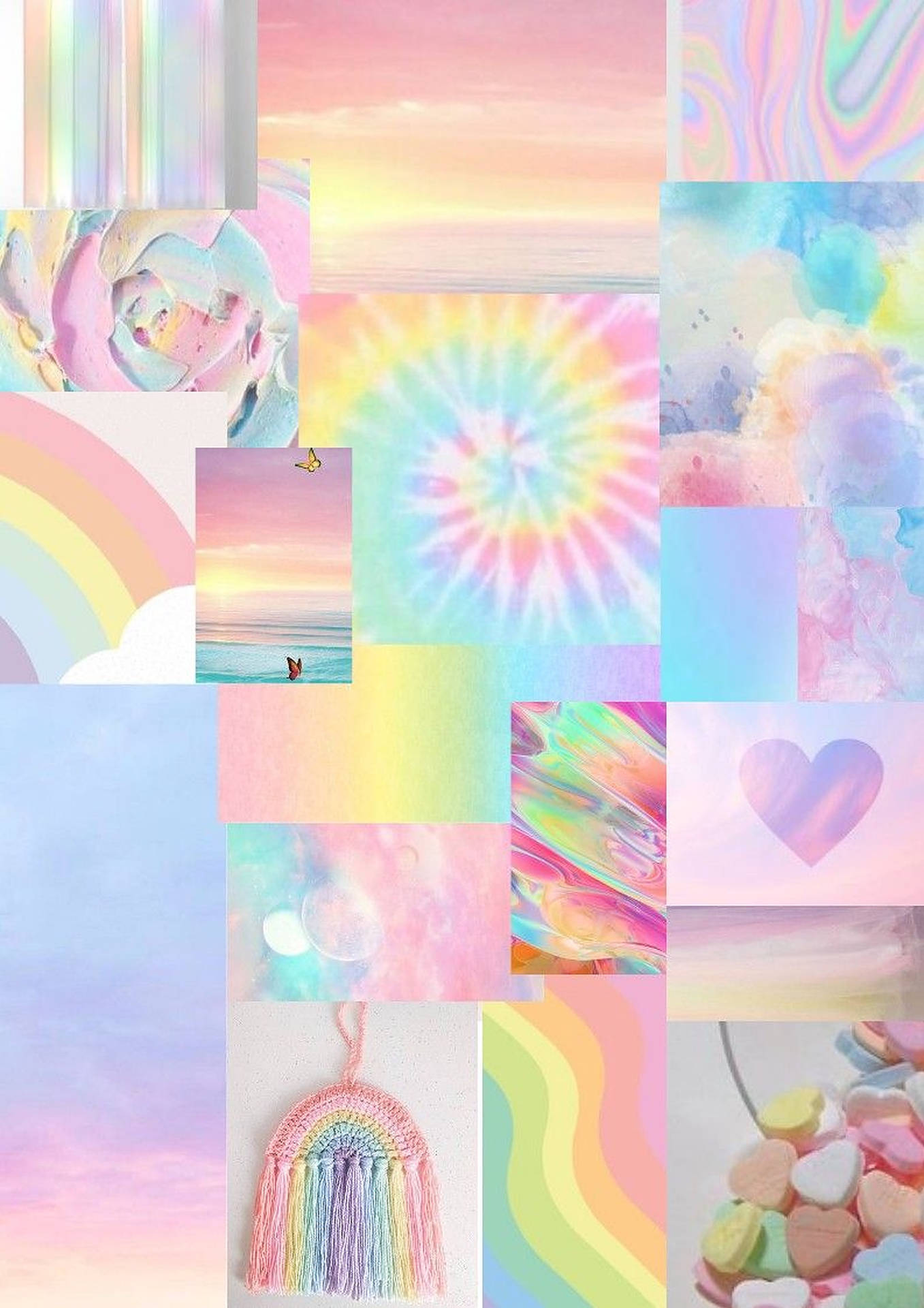 Rainbow Pastel Collage Wallpaper