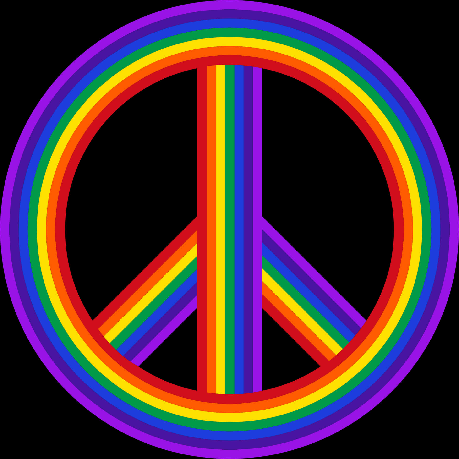 Rainbow Peace Symbol PNG