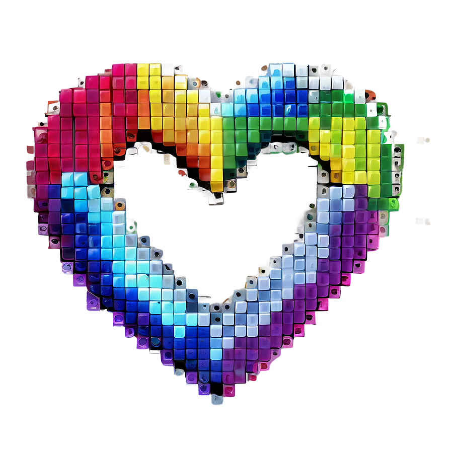 Rainbow Pixel Heart Png 05252024 PNG