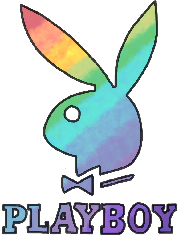 Rainbow Playboy Bunny Logo PNG