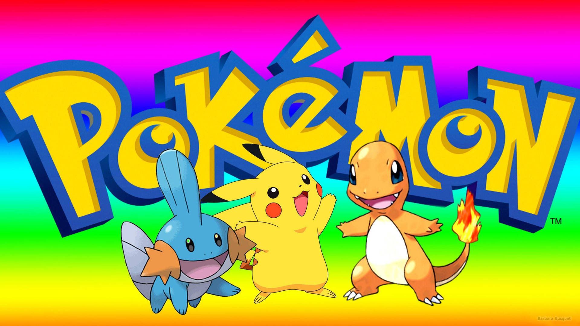 Rainbow Pokemon Logo With Charmander