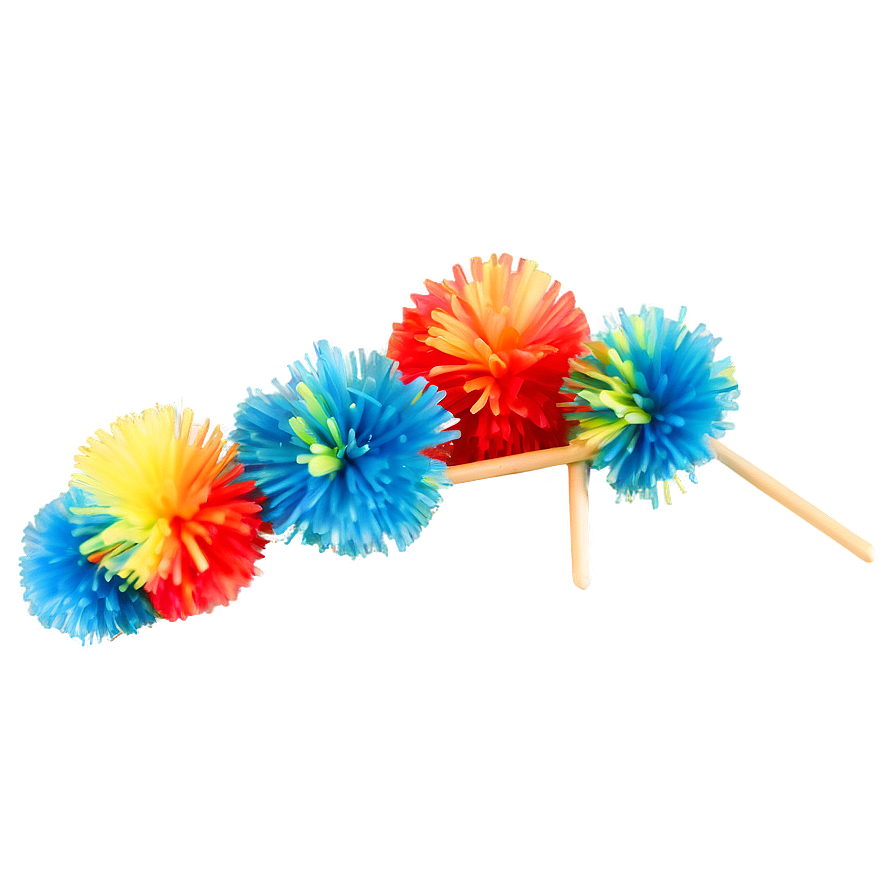 Rainbow Pom Poms Png 06132024 PNG