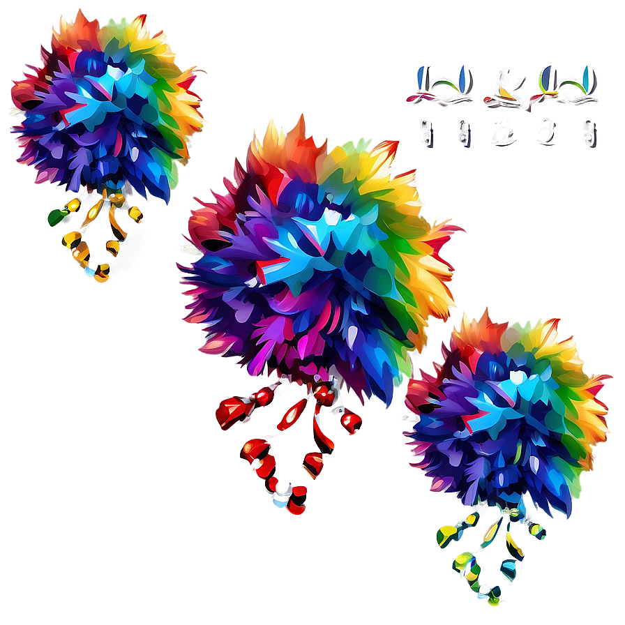 Rainbow Pom Poms Png Dja84 PNG