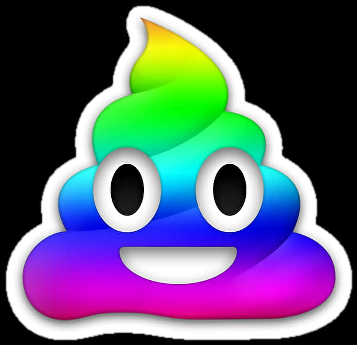 Rainbow Poop Emoji Graphic PNG