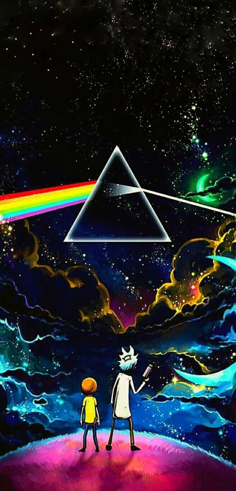 Rainbow Prism Rick And Morty Phone Background