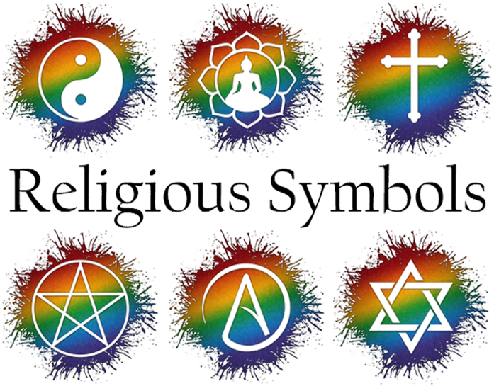 Rainbow Religious Symbols Collage PNG