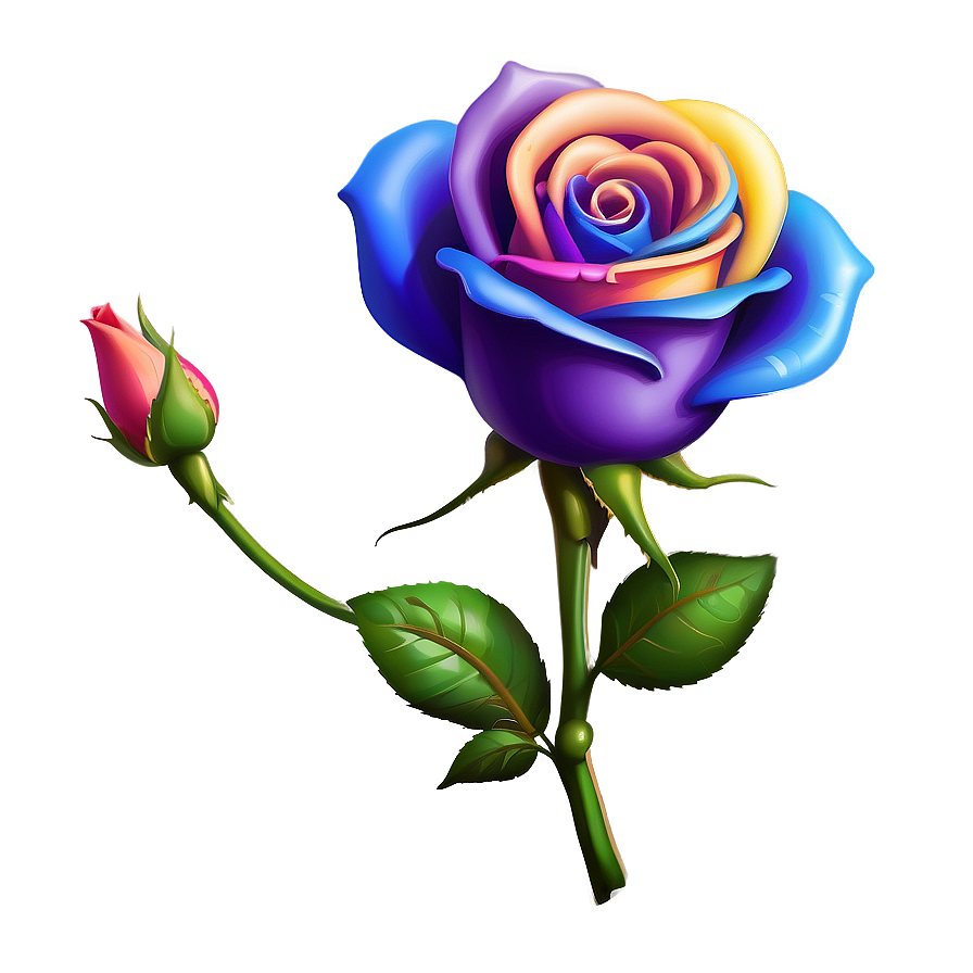 Rainbow Rose Clipart Png 06272024 PNG