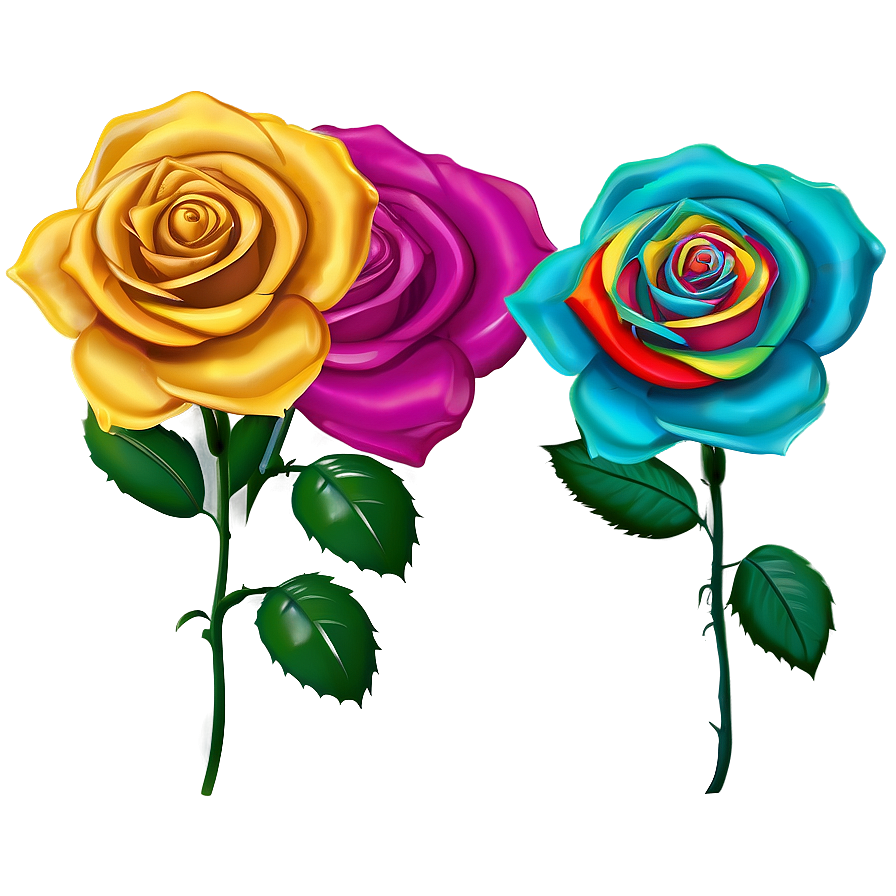 Rainbow Rose Clipart Png Qrf5 PNG