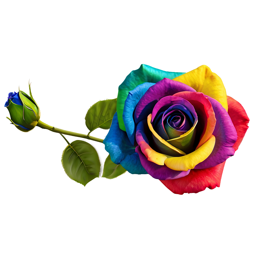 Rainbow Rose Flower Png Fmp32 PNG