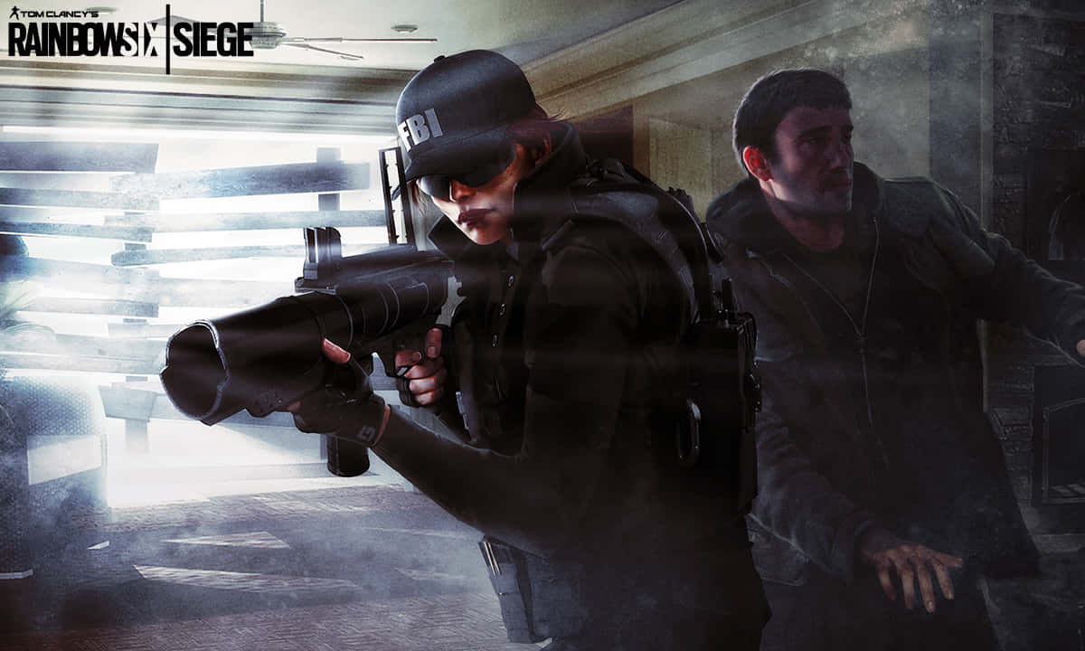 Dynamic action shot of Ash in Rainbow Six Siege Wallpaper
