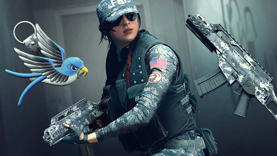 Ash from Rainbow Six Siege in action Wallpaper