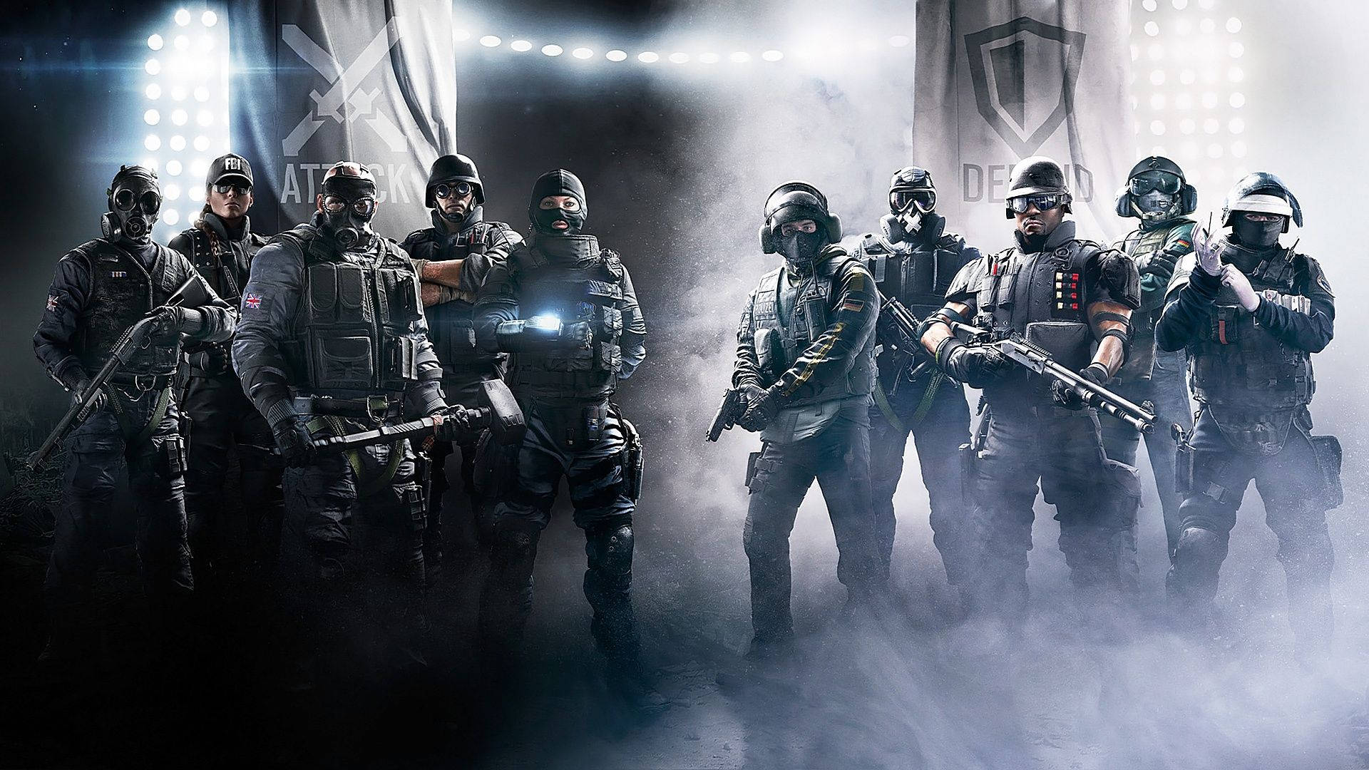 Attackers and Defenders Engaging in Tactical Firefights in Rainbow Six Siege Wallpaper