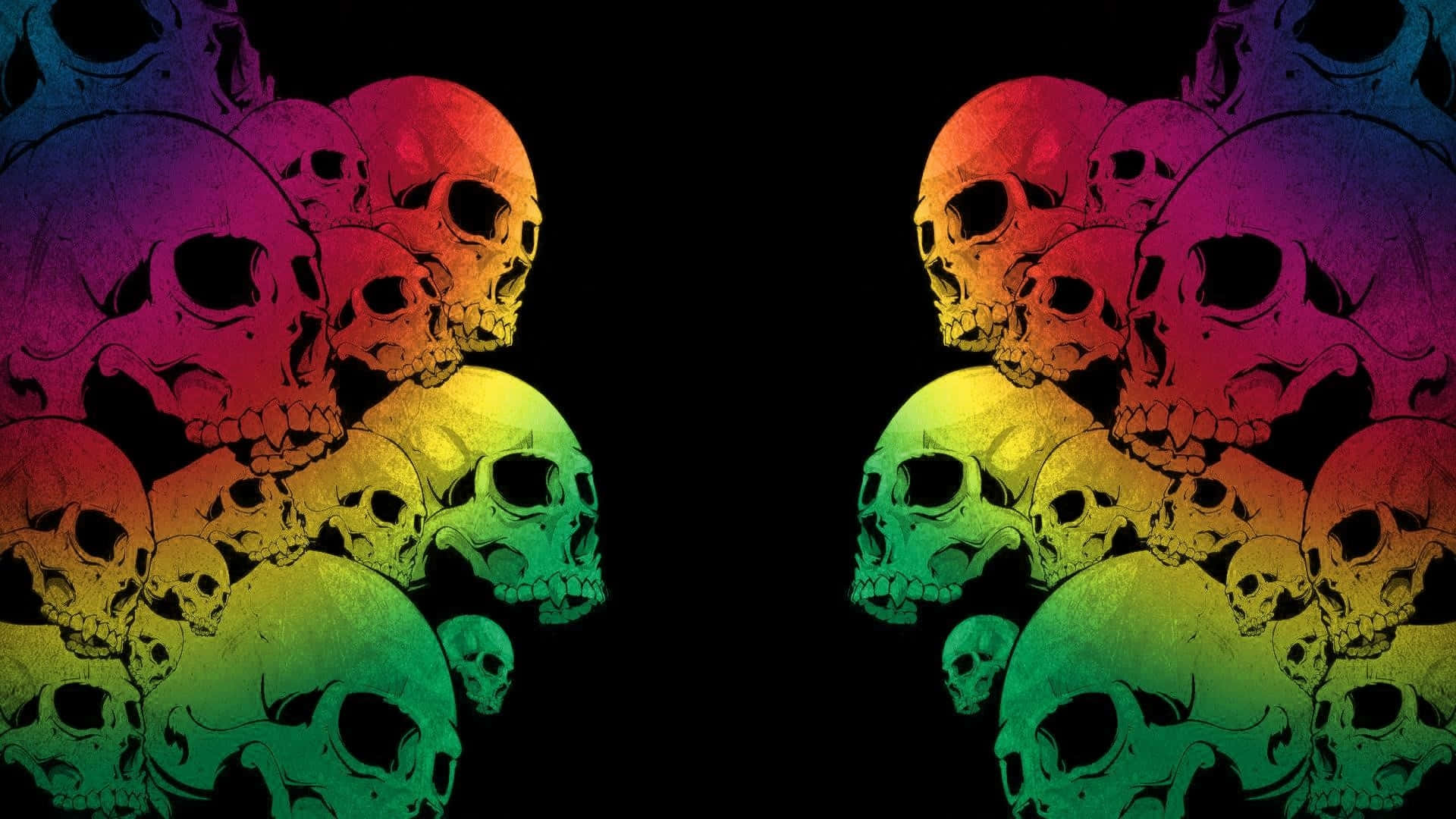 Rainbow_ Skull_ Mirror_ Art Wallpaper