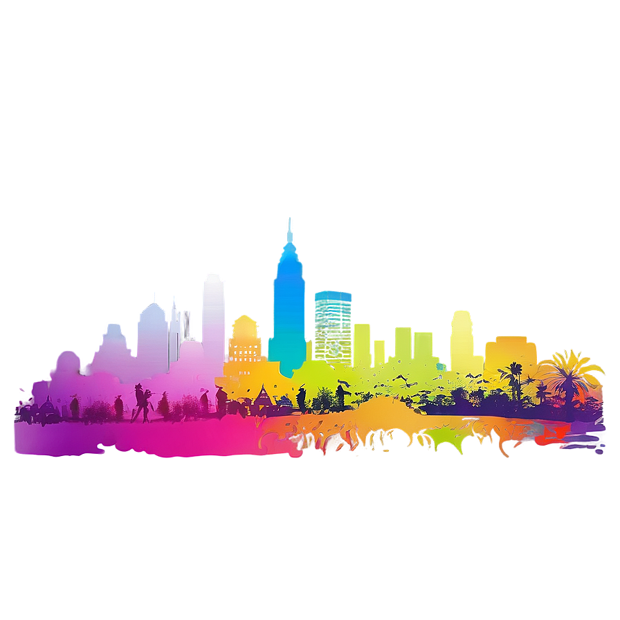 Rainbow Skyline Silhouette Png 52 PNG
