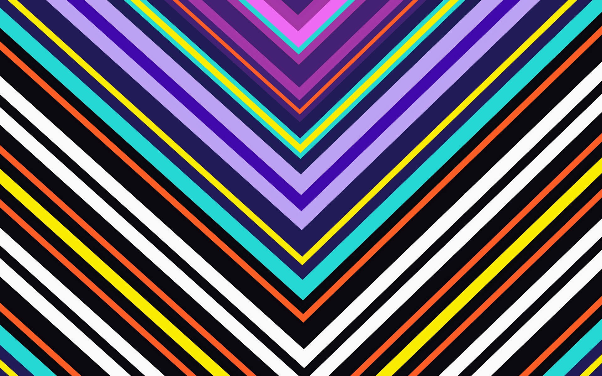 Rainbow Stripes Forming V-Shape Wallpaper