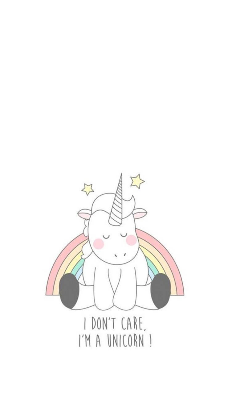 Rainbow Unicorn Don't Care Wallpaper