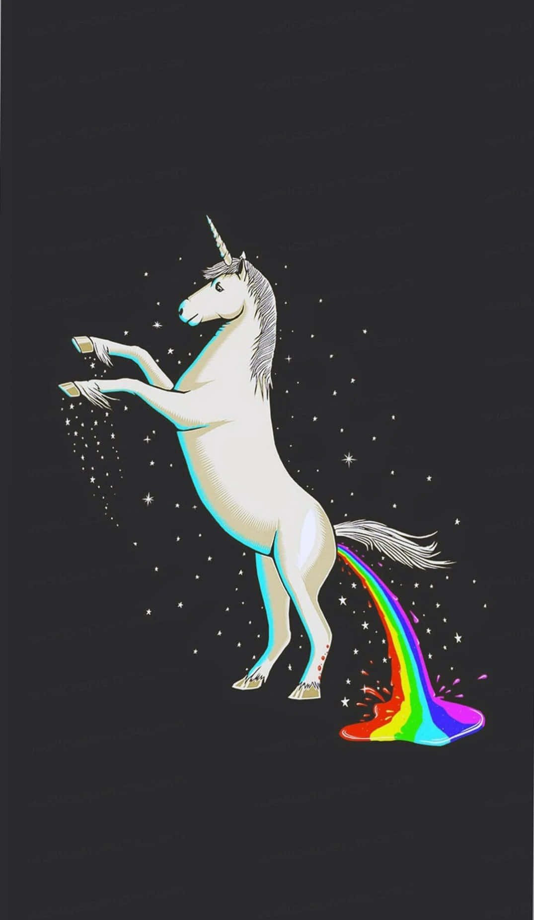 Sparkling rainbows and a happy unicorn make a magical scene!