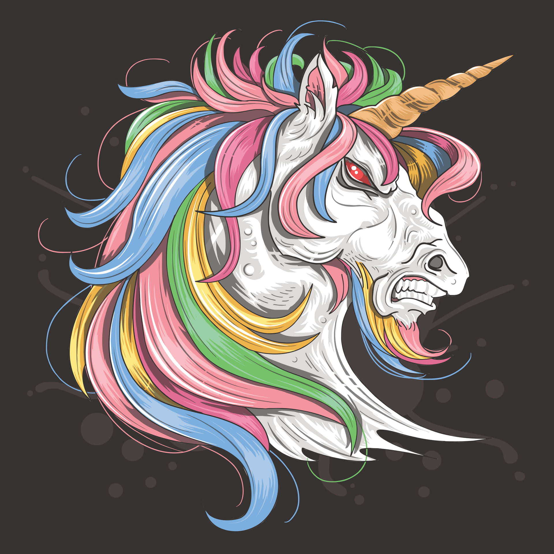 A magical rainbow unicorn, surrounded by a dreamy starry night sky.