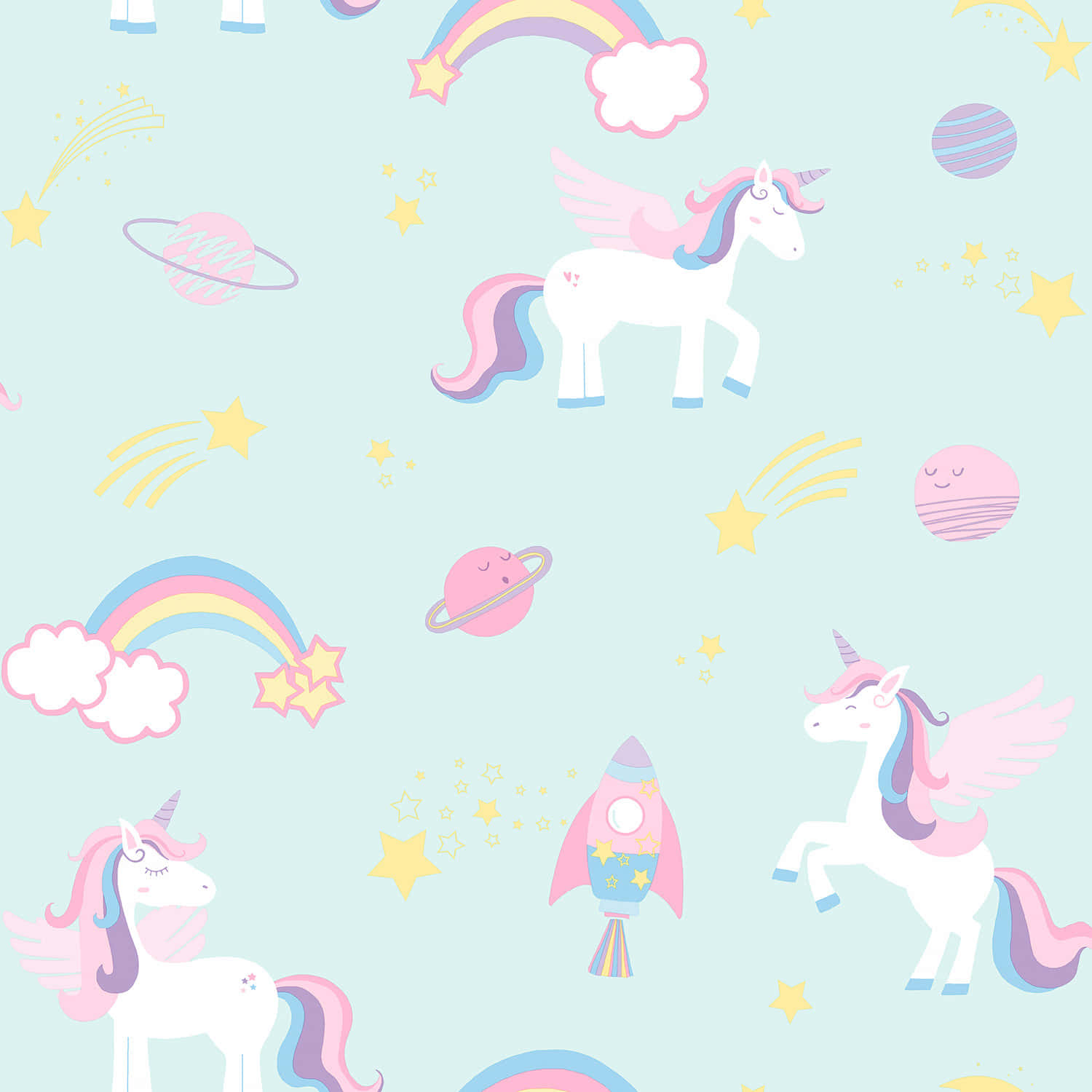 Pastel Rainbow Unicorns Pattern Picture