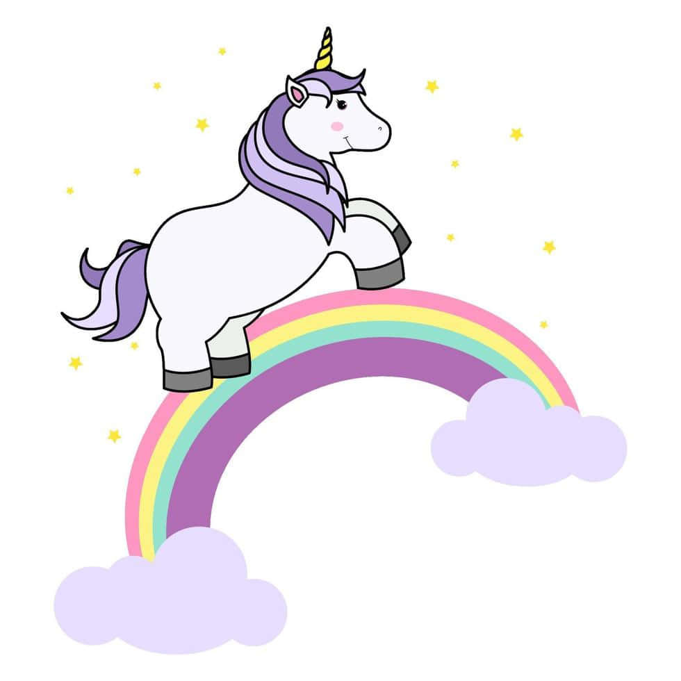 Cartoon Climbing Rainbow Unicorns Picture