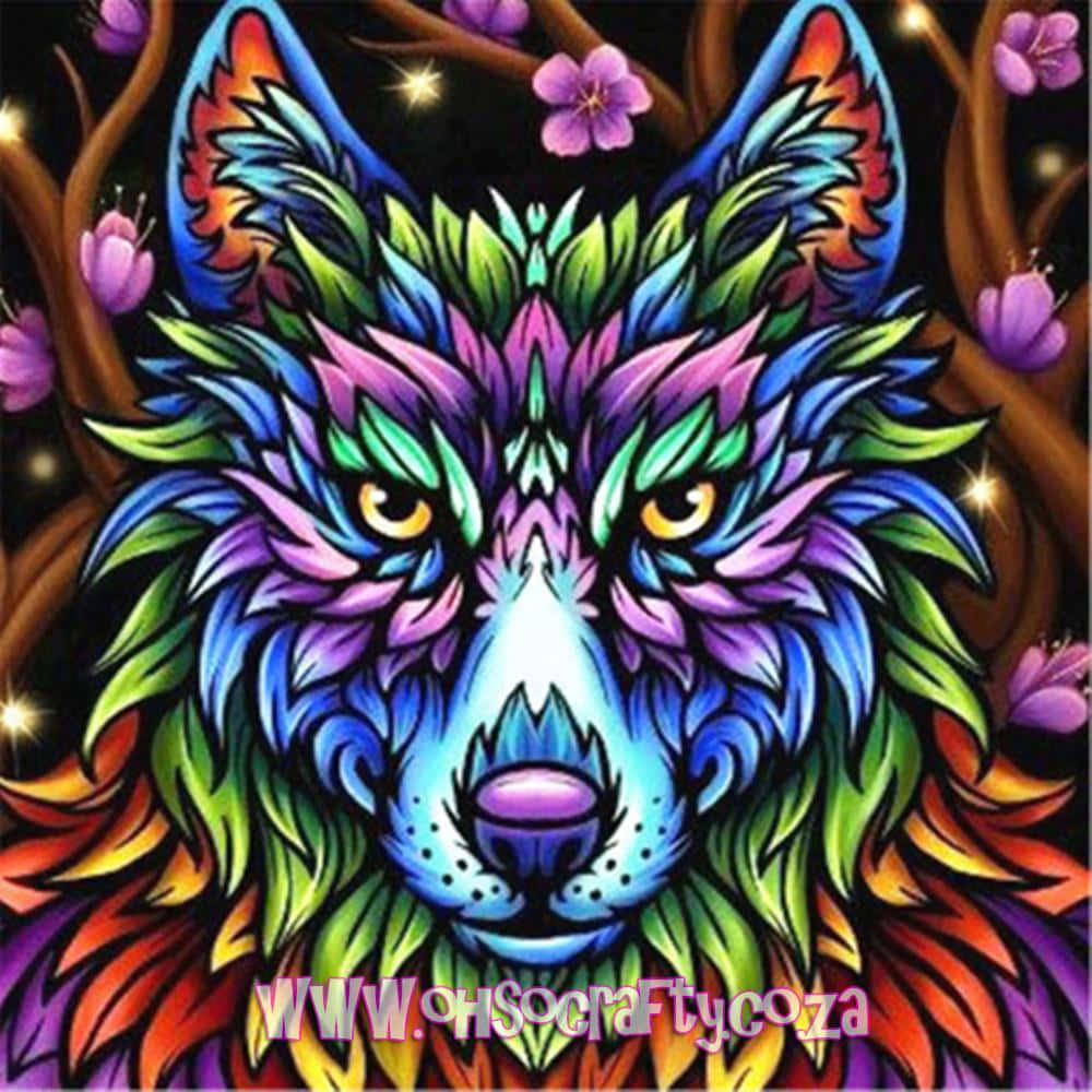Rainbow Wolf Yellow Eyes Wallpaper