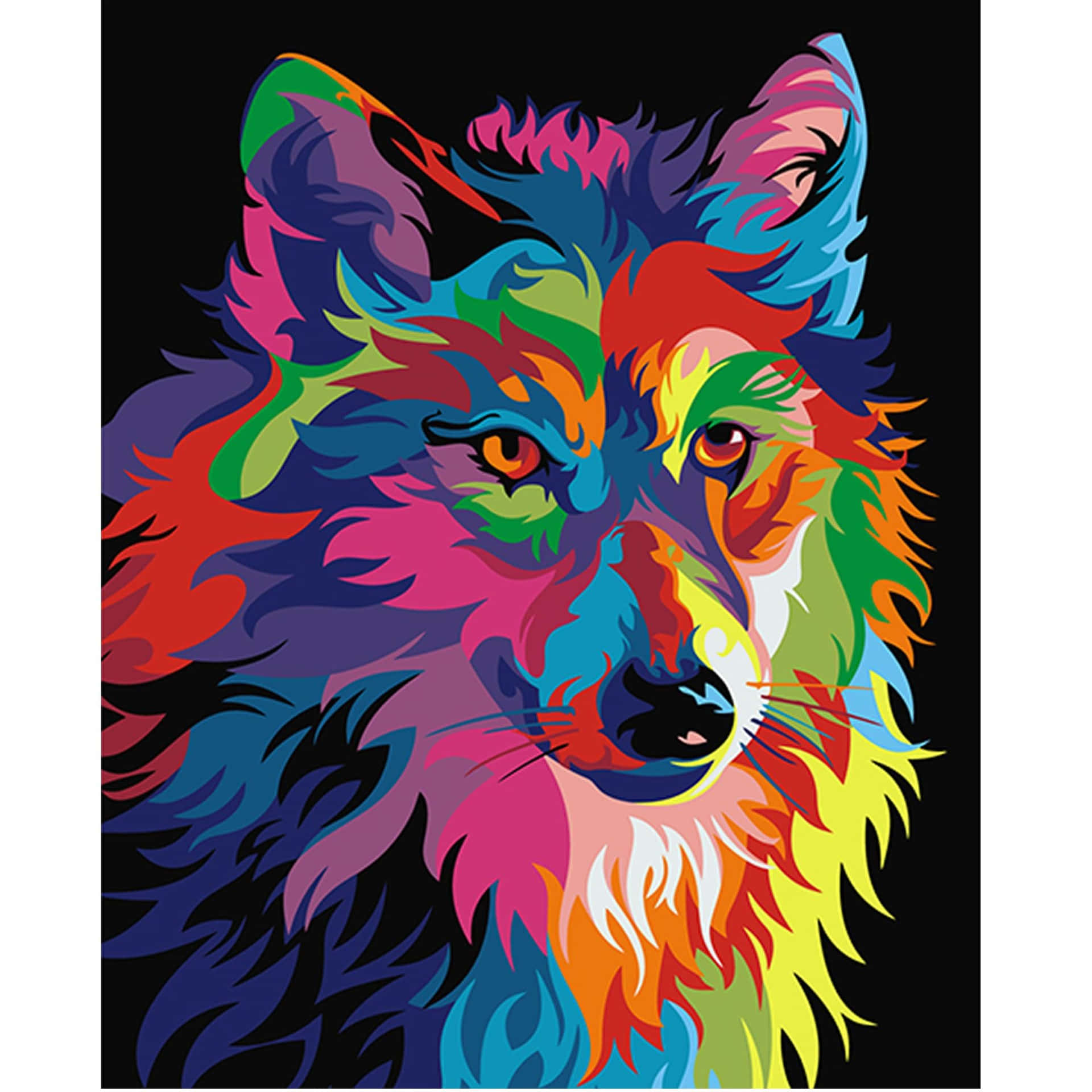 Rainbow Wolf Side View Wallpaper