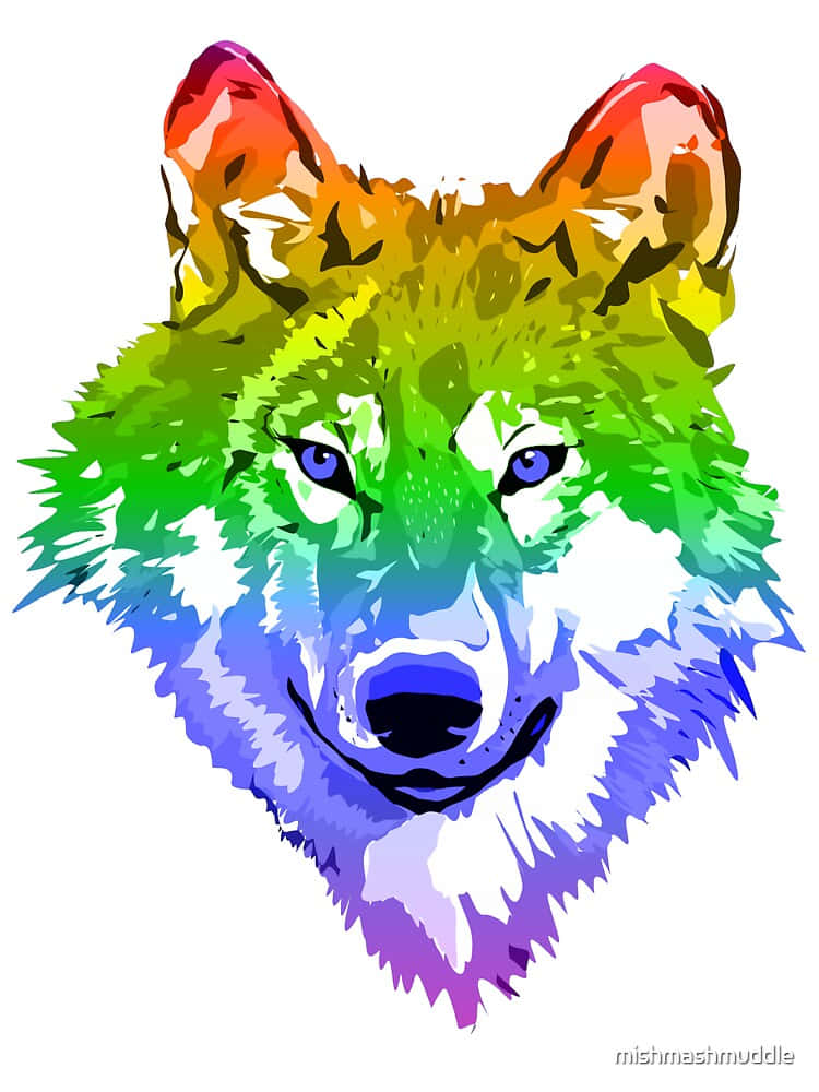 "The Majestic Rainbow Wolf" Wallpaper