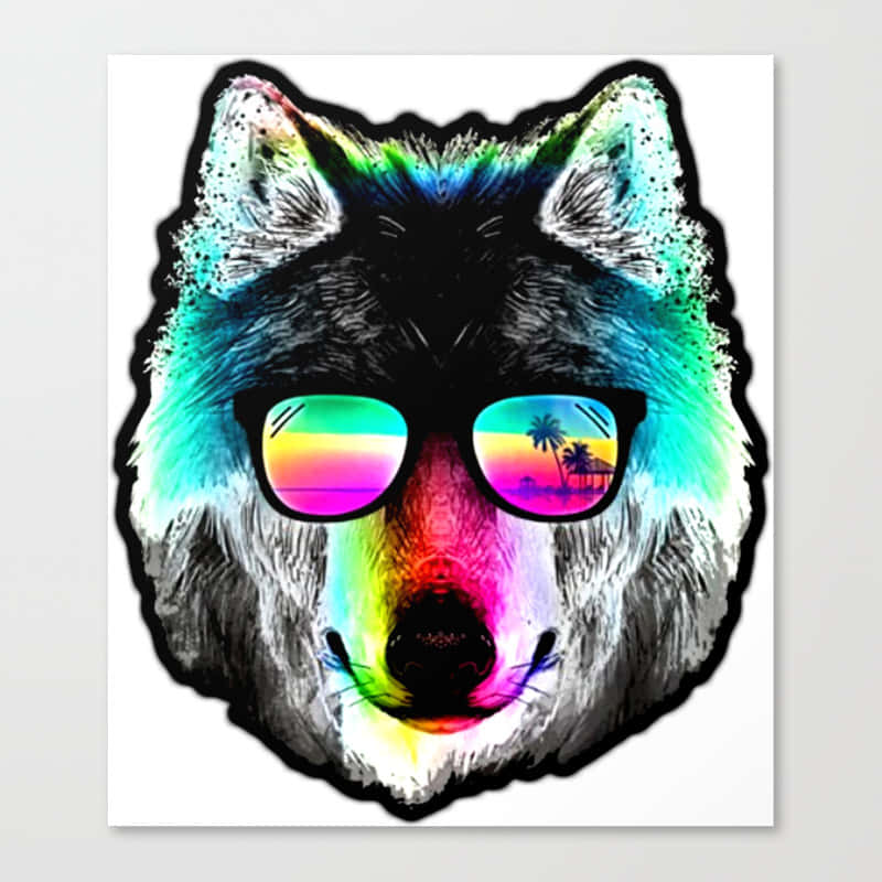 A Wolf With Sunglasses On A White Background Wallpaper