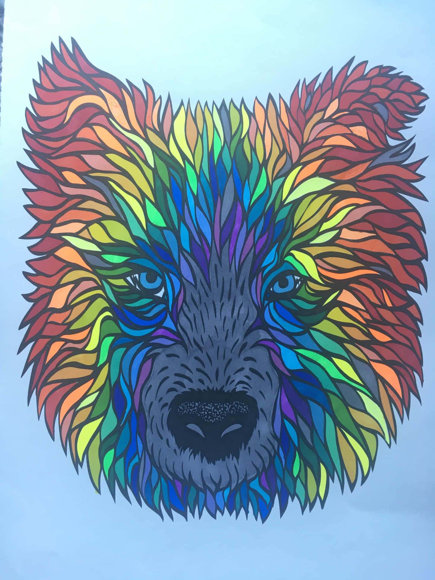 Rainbow Wolf Sketch Art Wallpaper